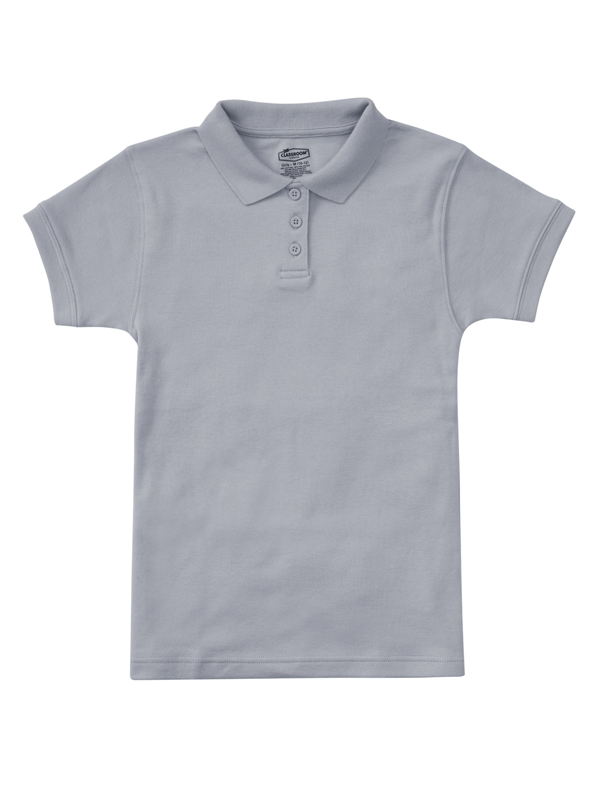 Girls' Short Sleeve Fitted Interlock Polo - CR858Y - Heather Gray