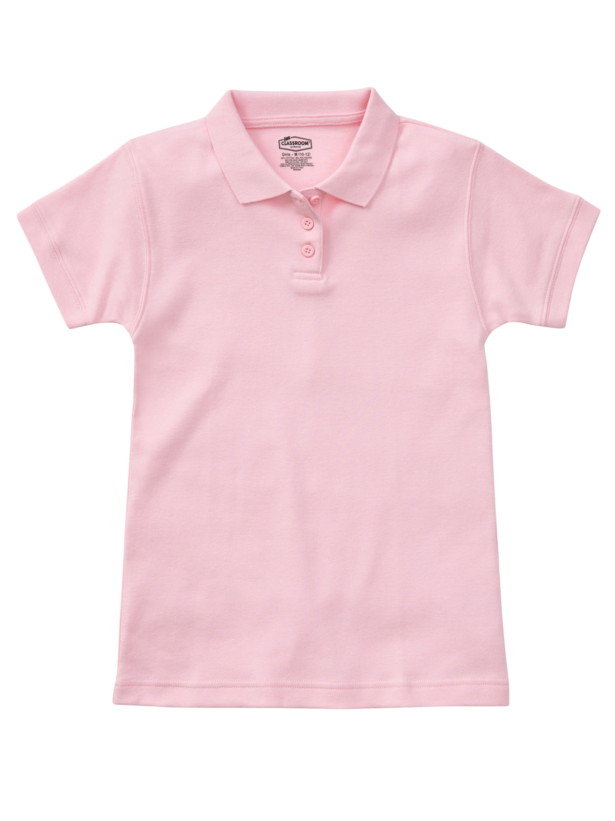 Girls' Short Sleeve Fitted Interlock Polo - CR858Y - Pink