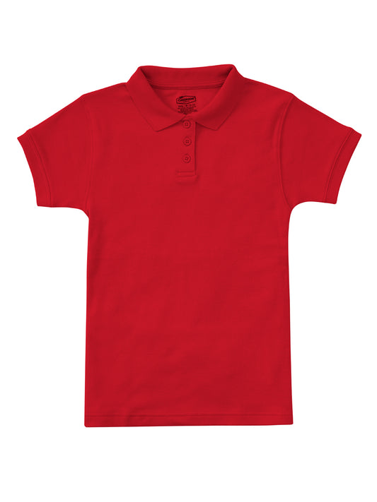 Girls' Short Sleeve Fitted Interlock Polo - CR858Y - Red