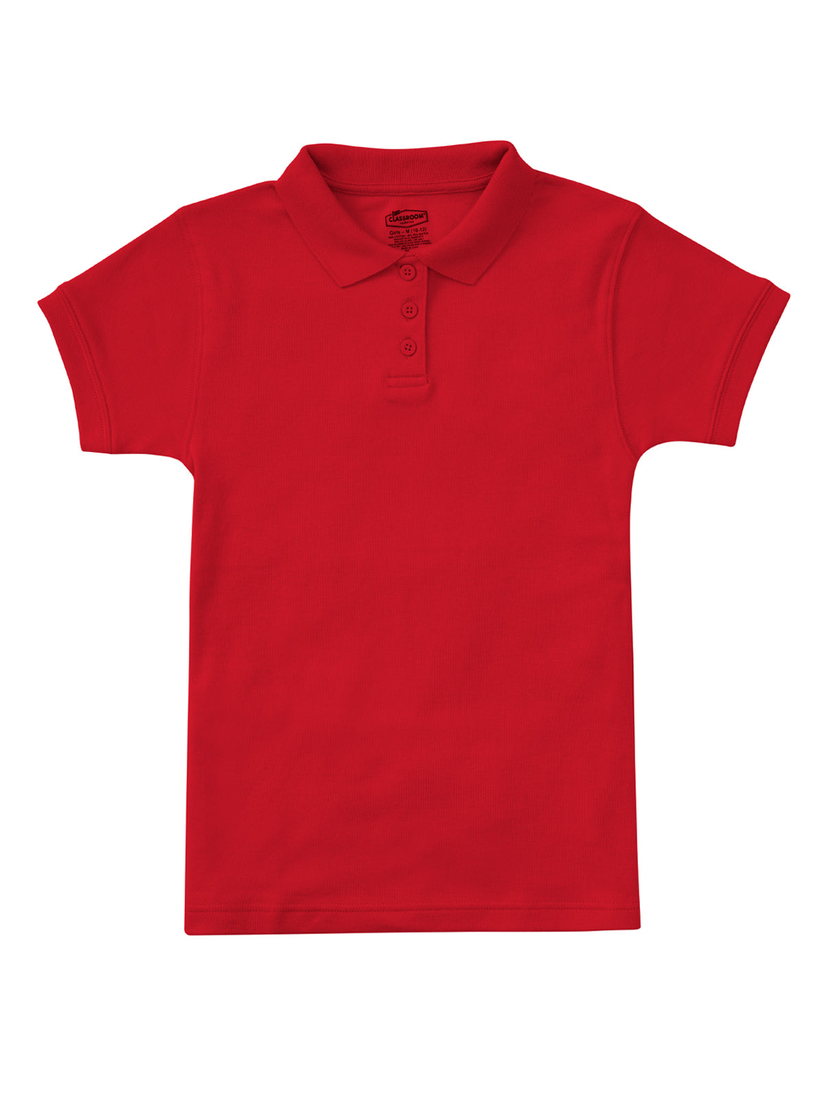 Girls' Short Sleeve Fitted Interlock Polo - CR858Y - Red