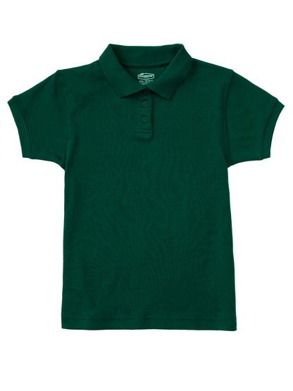 Girls' Short Sleeve Fitted Interlock Polo - CR858Y - Hunter Green