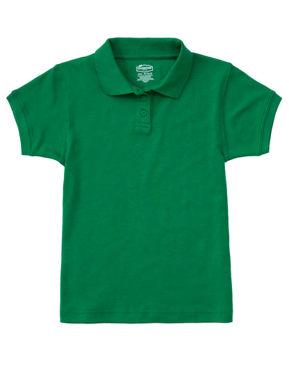 Girls' Short Sleeve Fitted Interlock Polo - CR858Y - Kelly Green