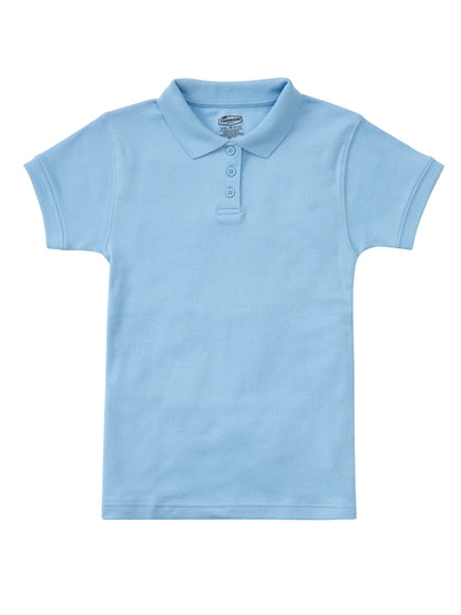 Girls' Short Sleeve Fitted Interlock Polo - CR858Y - Light Blue