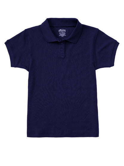 Girls' Short Sleeve Fitted Interlock Polo - CR858Y - Navy