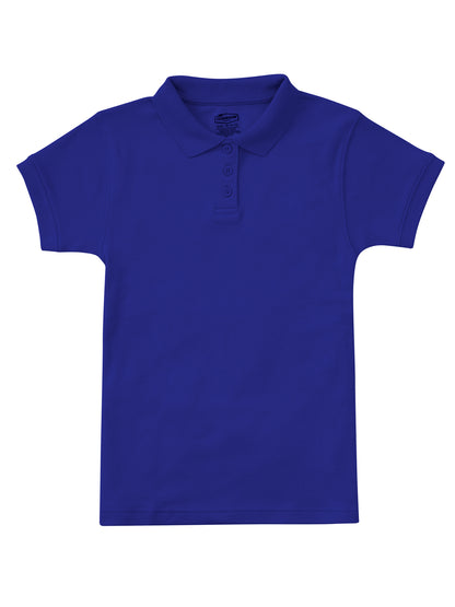 Girls' Short Sleeve Fitted Interlock Polo - CR858Y - Royal