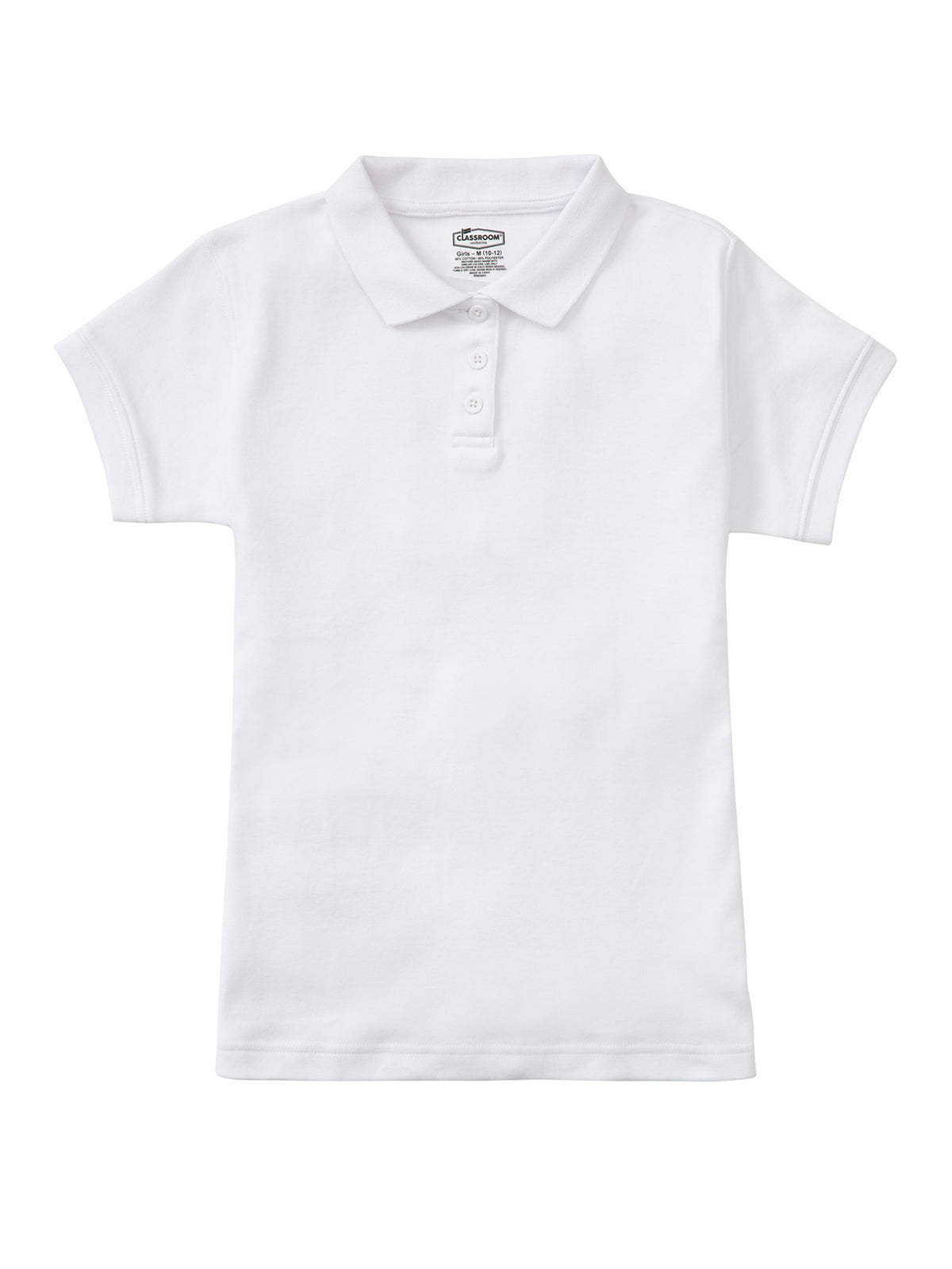 Girls' Short Sleeve Fitted Interlock Polo - CR858Y - White