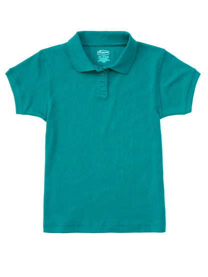 Girls' Short Sleeve Fitted Interlock Polo - CR858Y - Teal Blue