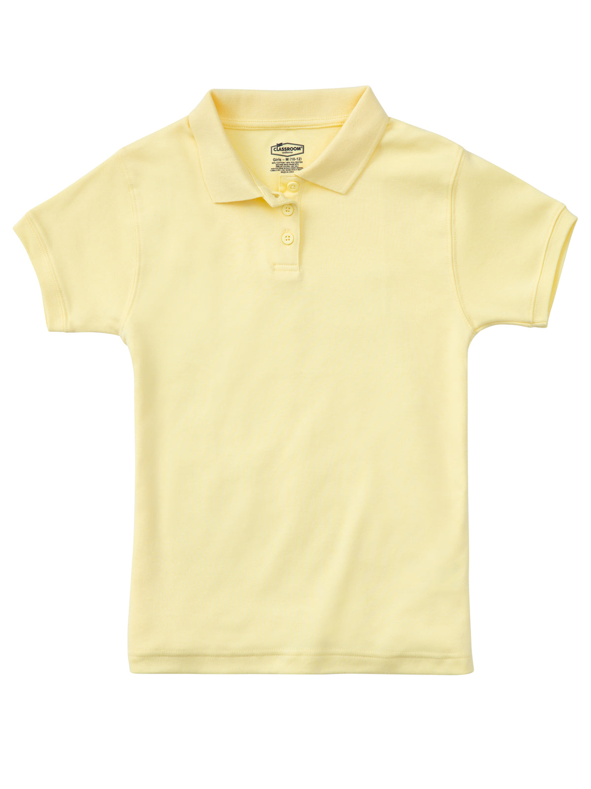 Girls' Short Sleeve Fitted Interlock Polo - CR858Y - Yellow