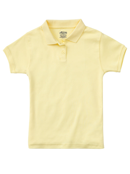 Girls' Short Sleeve Fitted Interlock Polo - CR858Y - Yellow