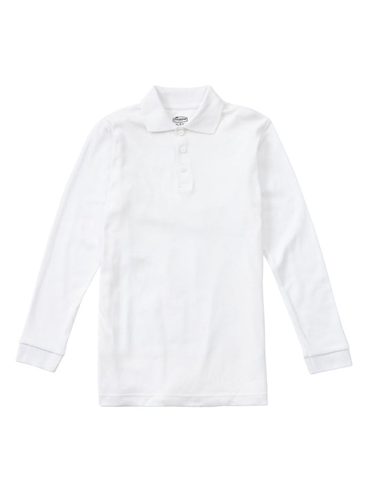 Unisex Adult Long Sleeve Interlock Polo - CR873X - White