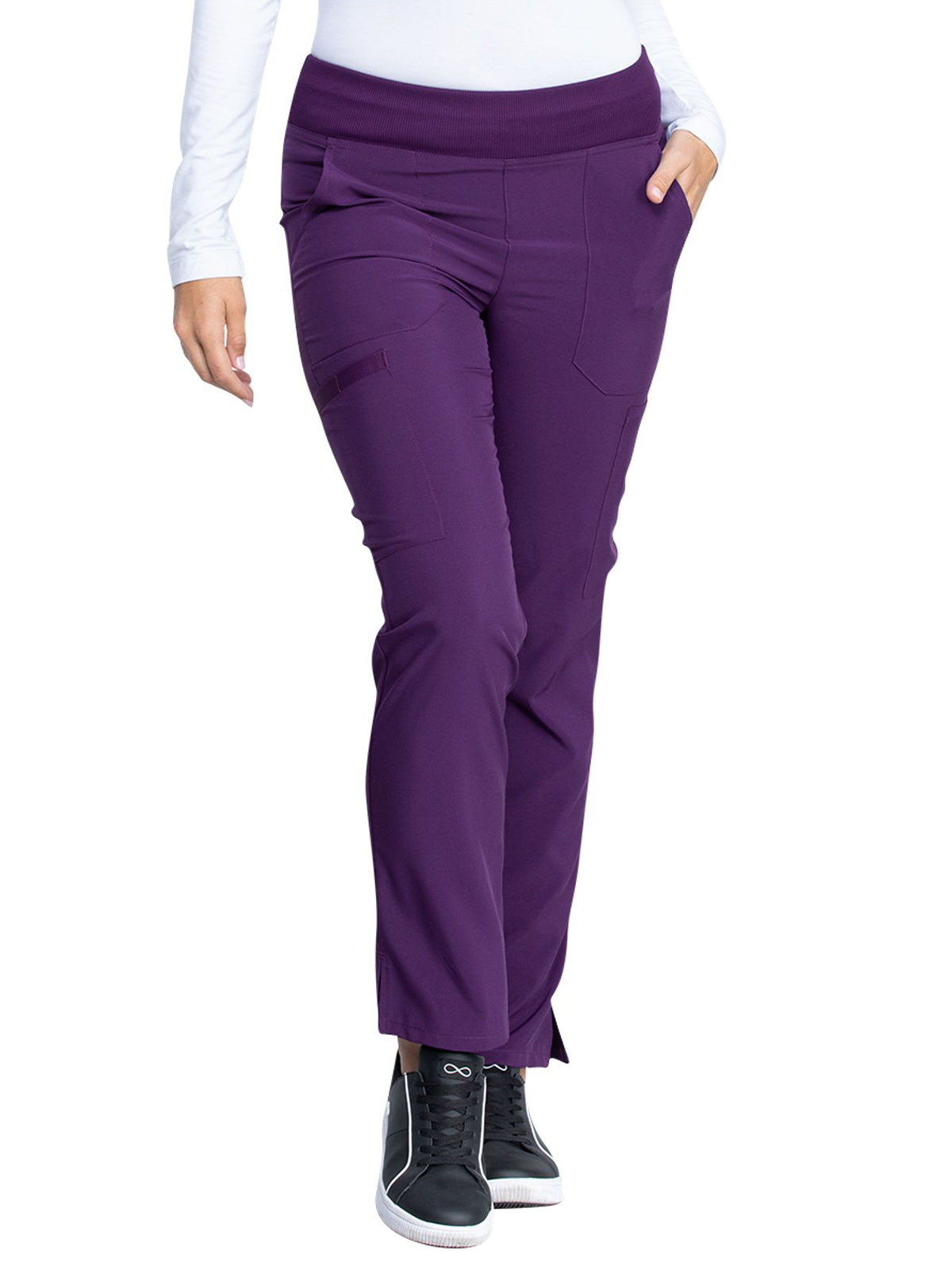 Women's Natural Rise Tapered Leg Pull-On Pant - DK005 - Eggplant