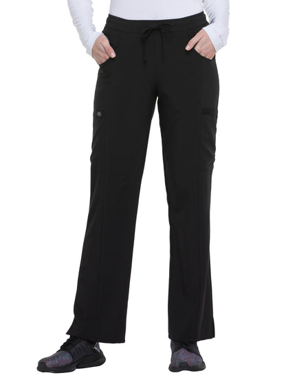 Women's Mid Rise Straight Leg Drawstring Pant - DK010 - Black