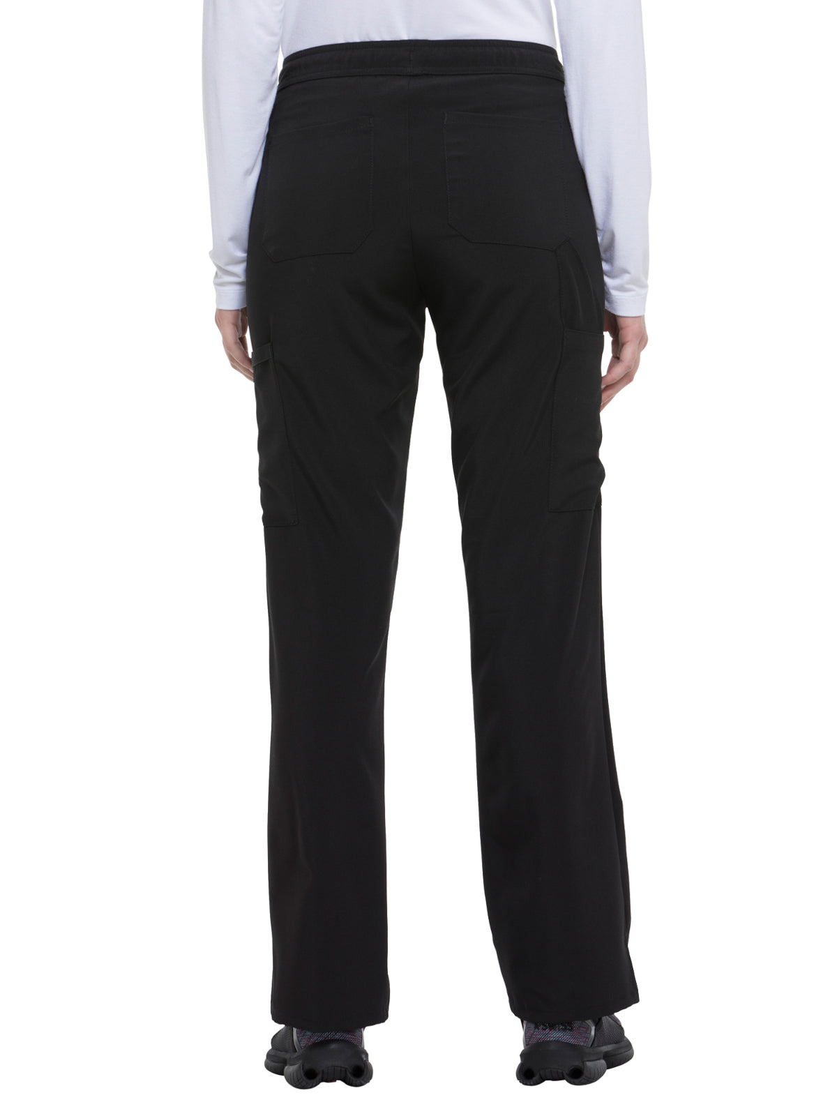 Women's Mid Rise Straight Leg Drawstring Pant - DK010 - Black