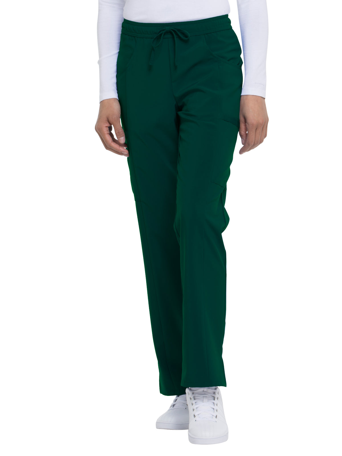 Women's Mid Rise Straight Leg Drawstring Pant - DK010 - Hunter Green