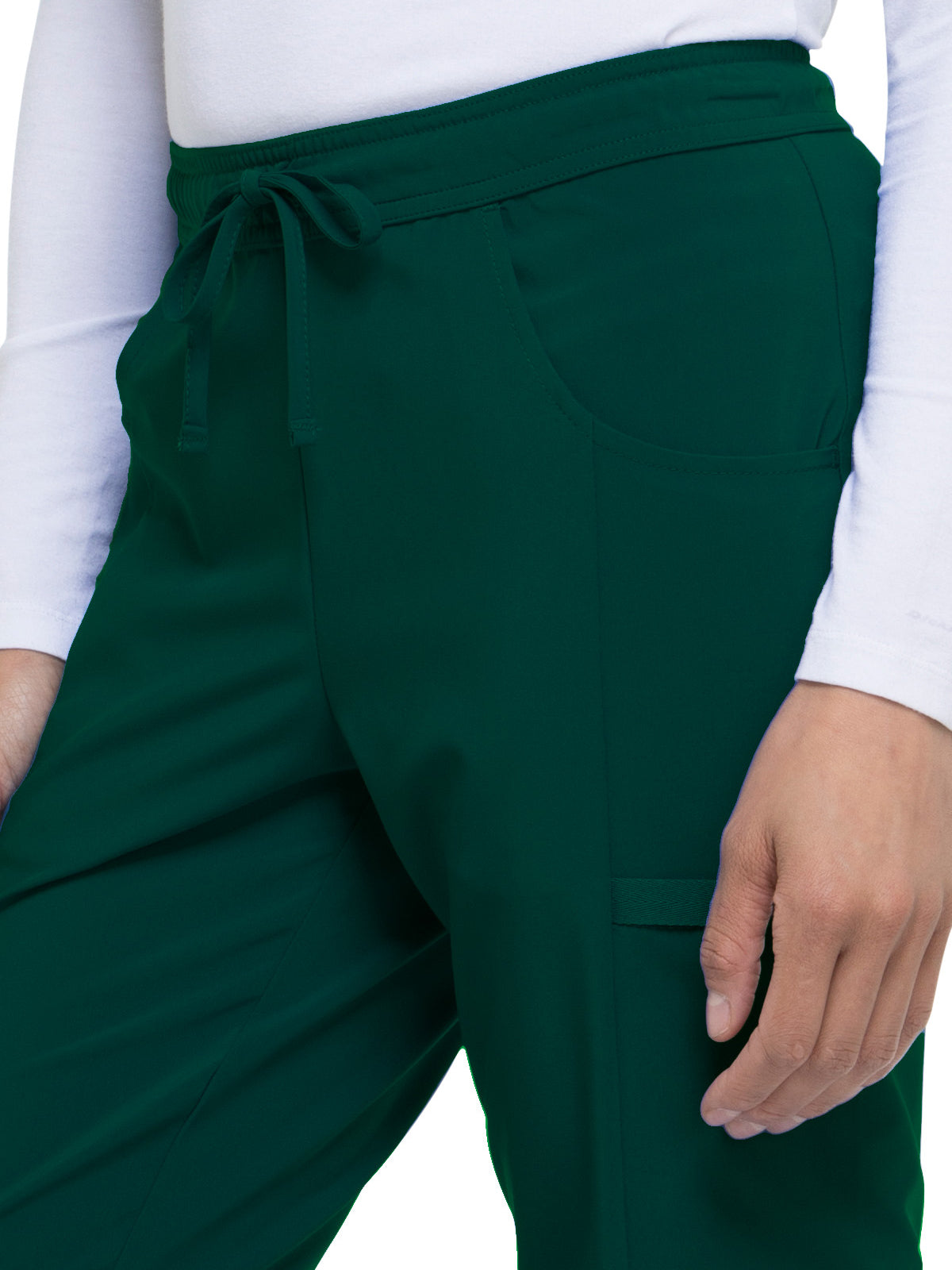 Women's Mid Rise Straight Leg Drawstring Pant - DK010 - Hunter Green