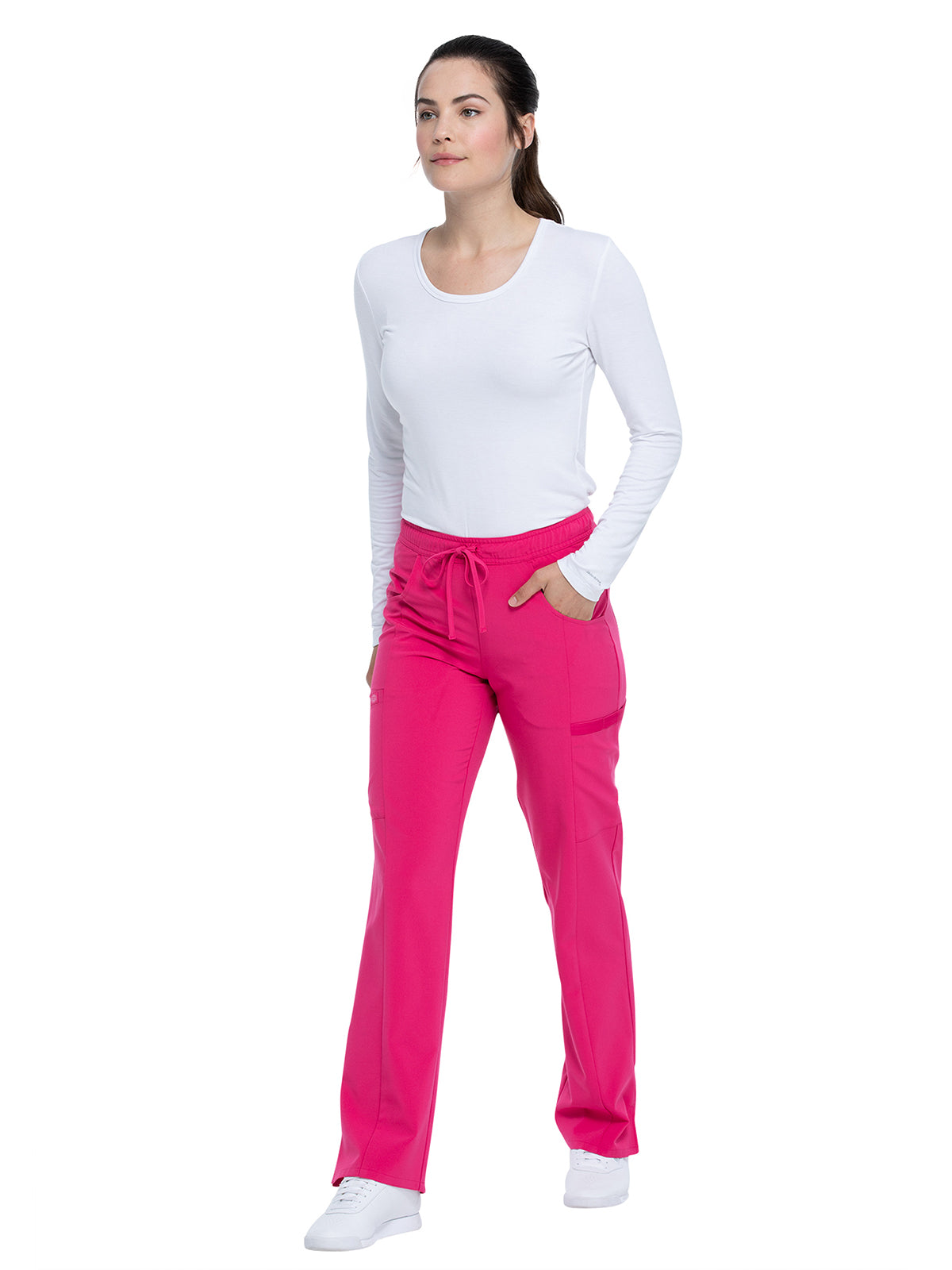 Women's Mid Rise Straight Leg Drawstring Pant - DK010 - Hot Pink