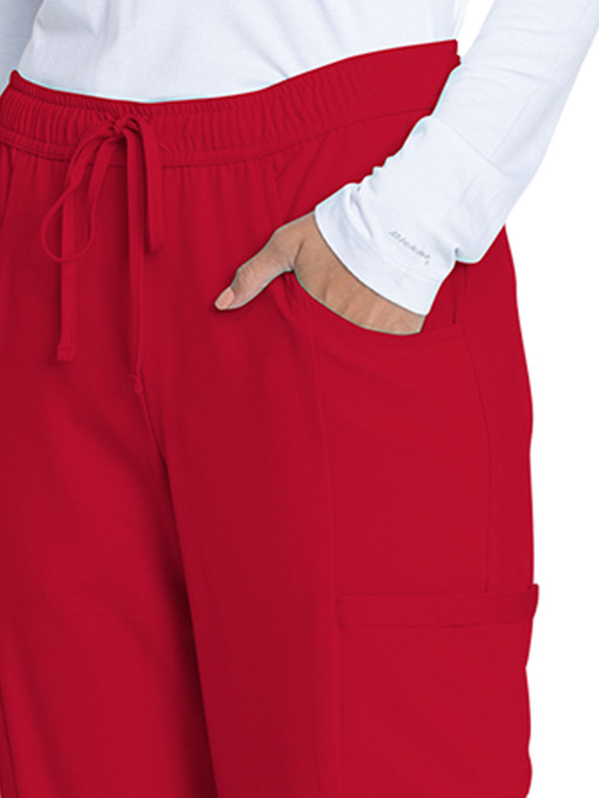 Women's Mid Rise Straight Leg Drawstring Pant - DK010 - Red
