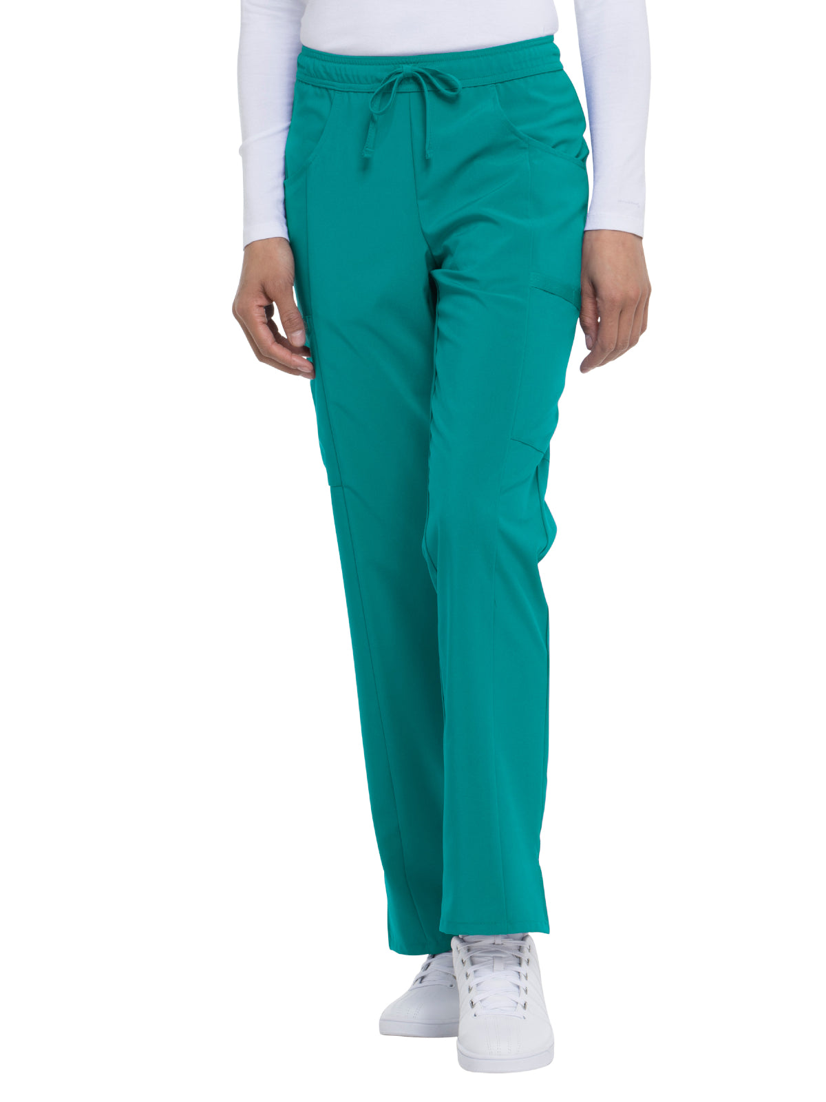 Women's Mid Rise Straight Leg Drawstring Pant - DK010 - Teal Blue