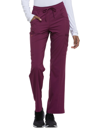 Women's Mid Rise Straight Leg Drawstring Pant - DK010 - Wine