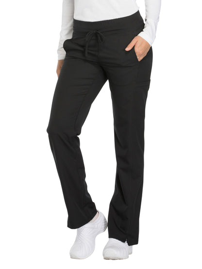 Women's Mid Rise Straight Leg Drawstring Pant - DK130 - Black