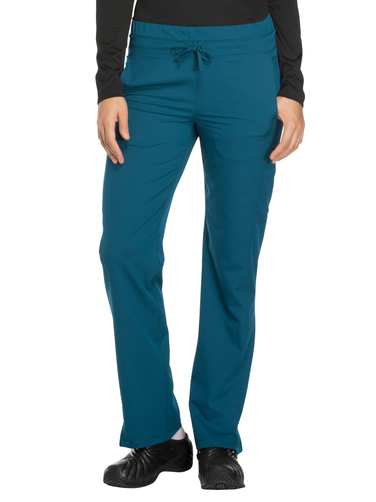 Women's Mid Rise Straight Leg Drawstring Pant - DK130 - Caribbean Blue