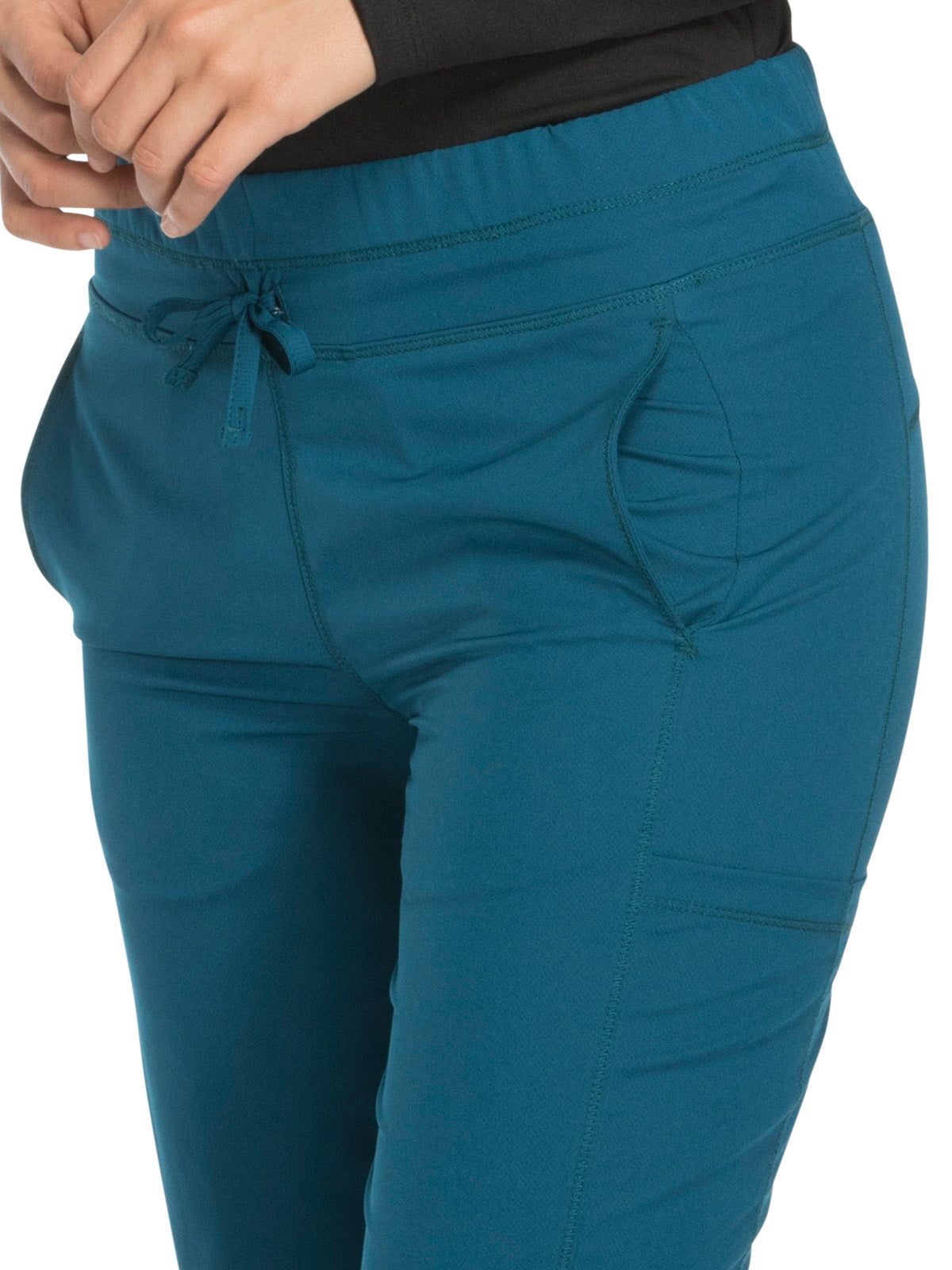 Women's Mid Rise Straight Leg Drawstring Pant - DK130 - Caribbean Blue