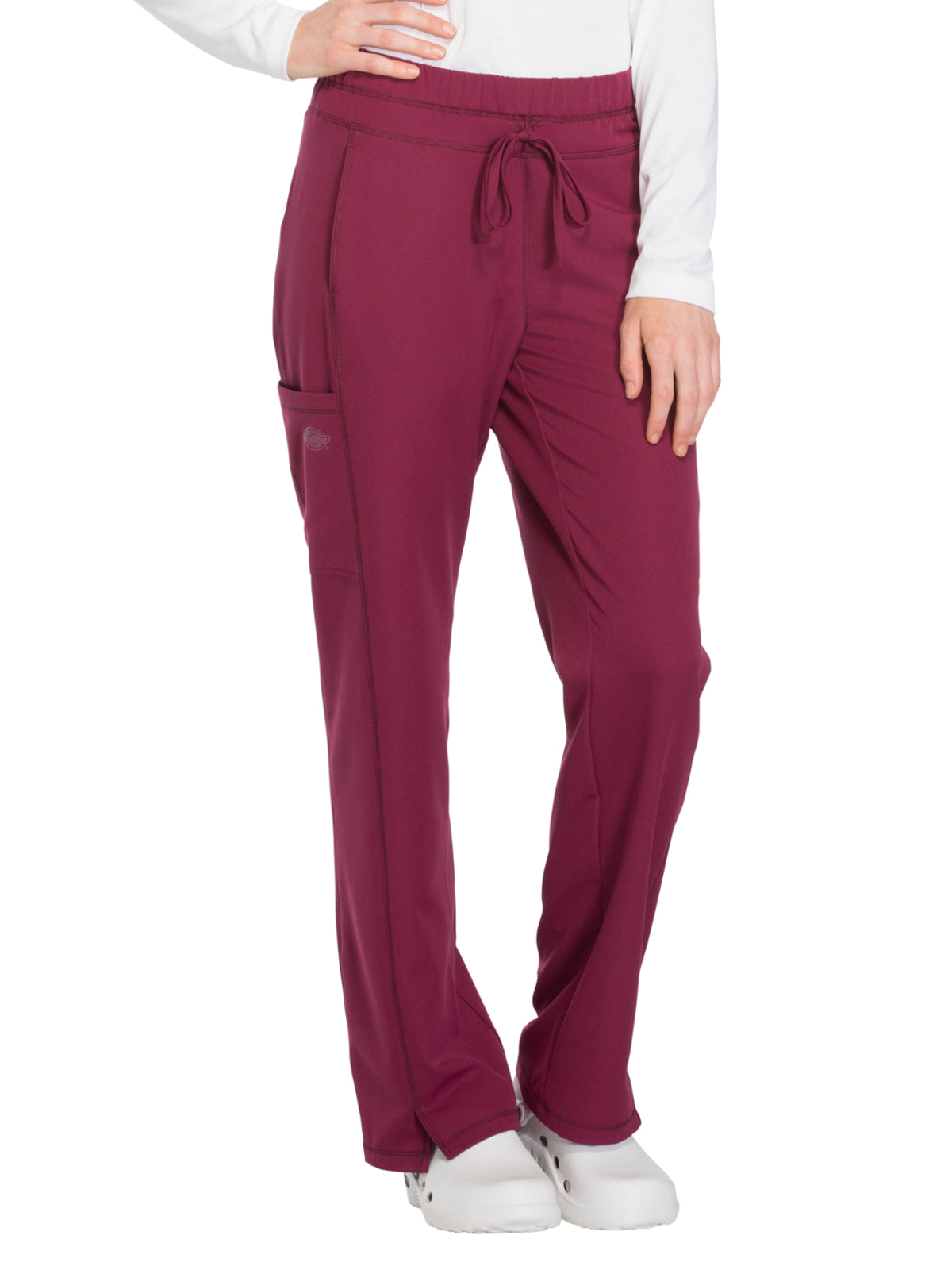 Women's Mid Rise Straight Leg Drawstring Pant - DK130 - Wine