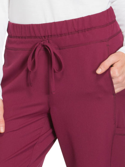 Women's Mid Rise Straight Leg Drawstring Pant - DK130 - Wine