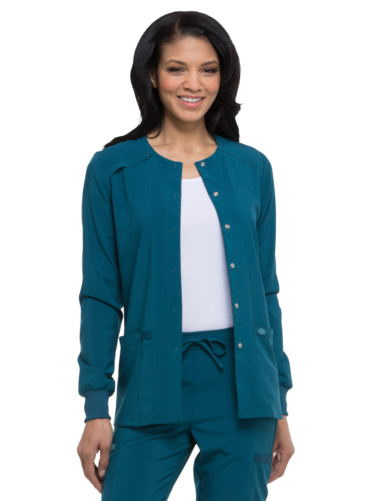 Women's 2-Pocket Snap Front Jacket - DK305 - Caribbean Blue