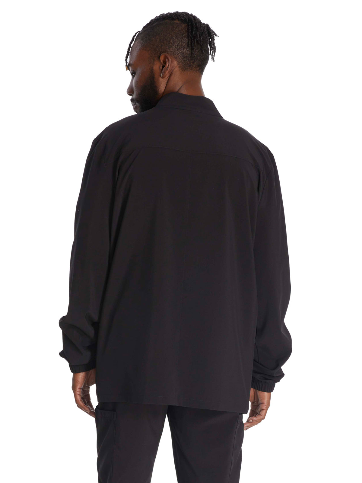 Men's 3-Pocket Zip Front Scrub Jacket - DK342 - Black