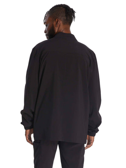 Men's 3-Pocket Zip Front Scrub Jacket - DK342 - Black