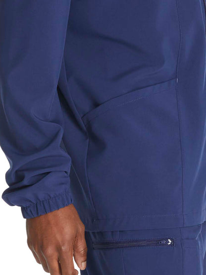Men's 3-Pocket Zip Front Scrub Jacket - DK342 - Navy