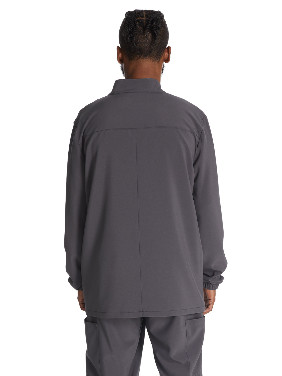 Men's 3-Pocket Zip Front Scrub Jacket - DK342 - Pewter
