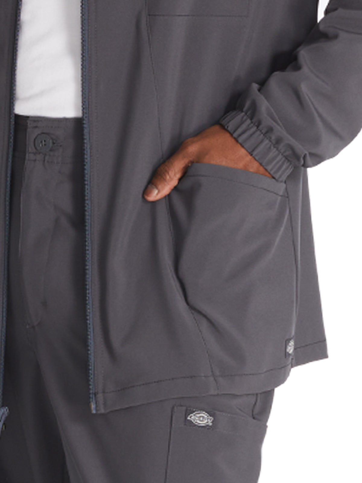 Men's 3-Pocket Zip Front Scrub Jacket - DK342 - Pewter