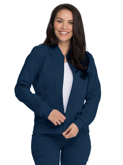 Women's 2-Pocket Zip Front Scrub Jacket - DK365 - Navy