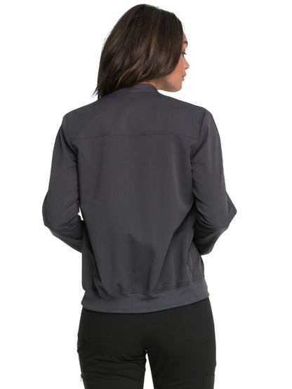 Women's 2-Pocket Zip Front Scrub Jacket - DK365 - Pewter