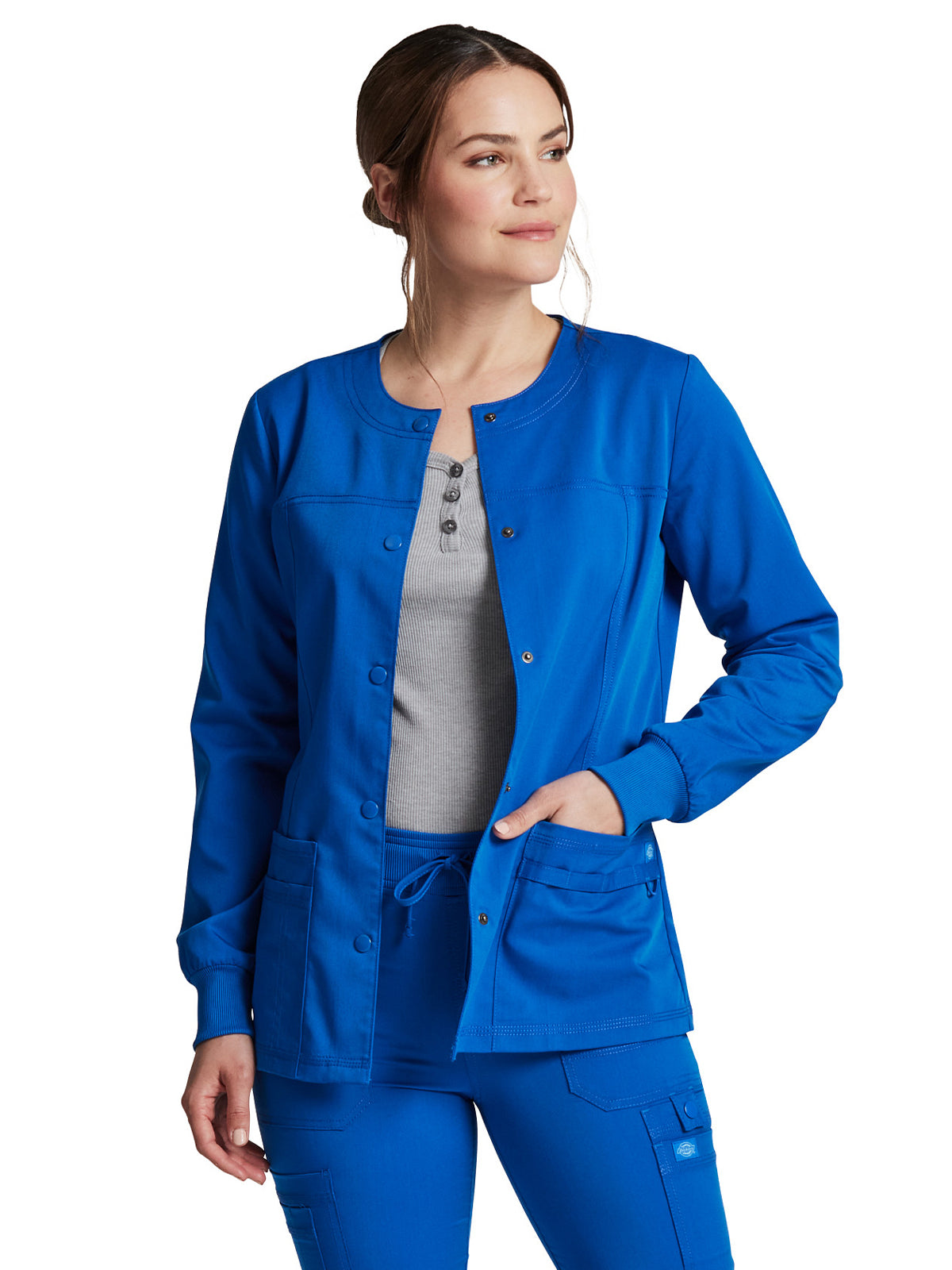 Women's 3-Pocket Snap Front Jacket - DK380 - Royal