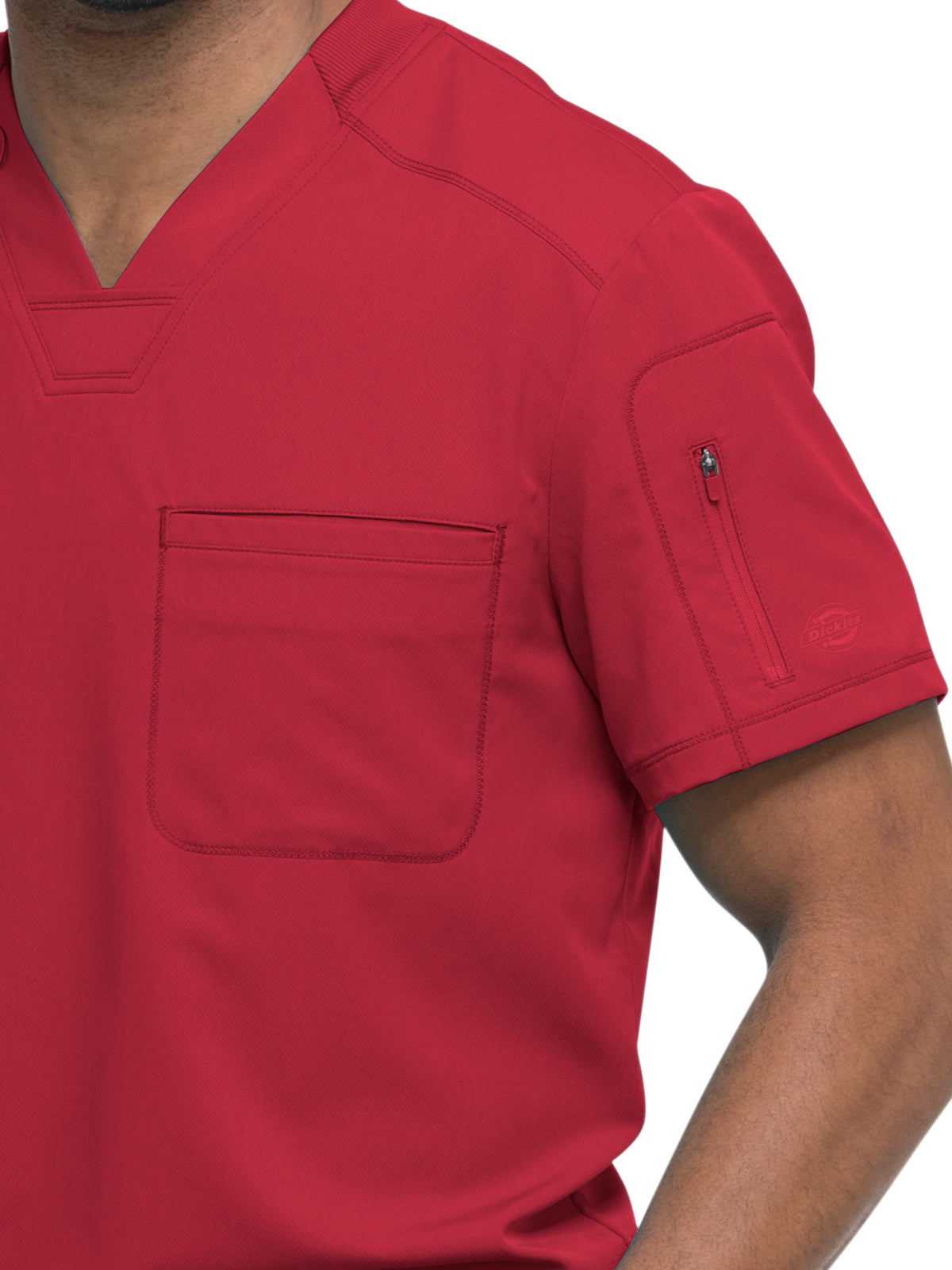Men's 2-Pocket Tuckable Scrub Top - DK610 - Red