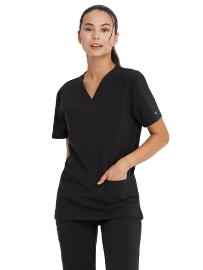 Unisex 2-Pocket V-Neck Scrub Top - DK619 - Black