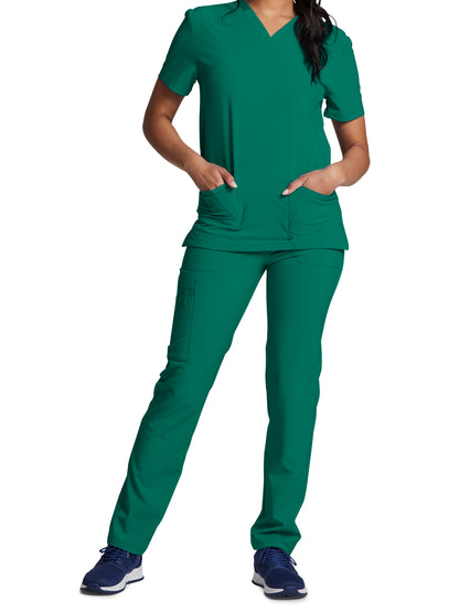 Unisex 2-Pocket V-Neck Scrub Top - DK619 - Hunter Green