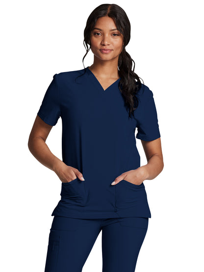 Unisex 2-Pocket V-Neck Scrub Top - DK619 - Navy