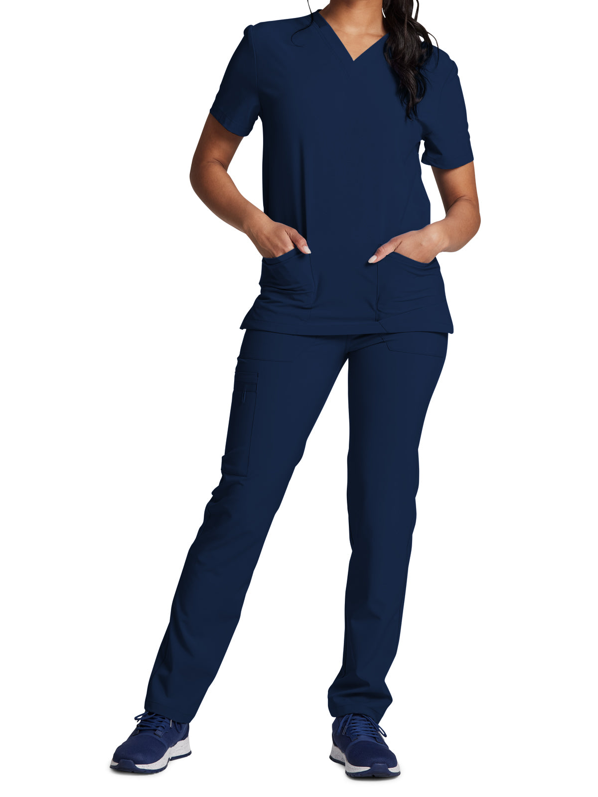 Unisex 2-Pocket V-Neck Scrub Top - DK619 - Navy