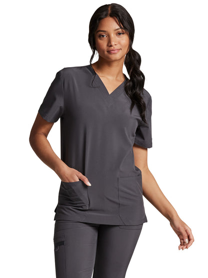 Unisex 2-Pocket V-Neck Scrub Top - DK619 - Pewter