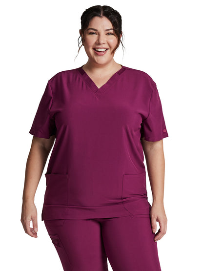 Unisex 2-Pocket V-Neck Scrub Top - DK619 - Wine