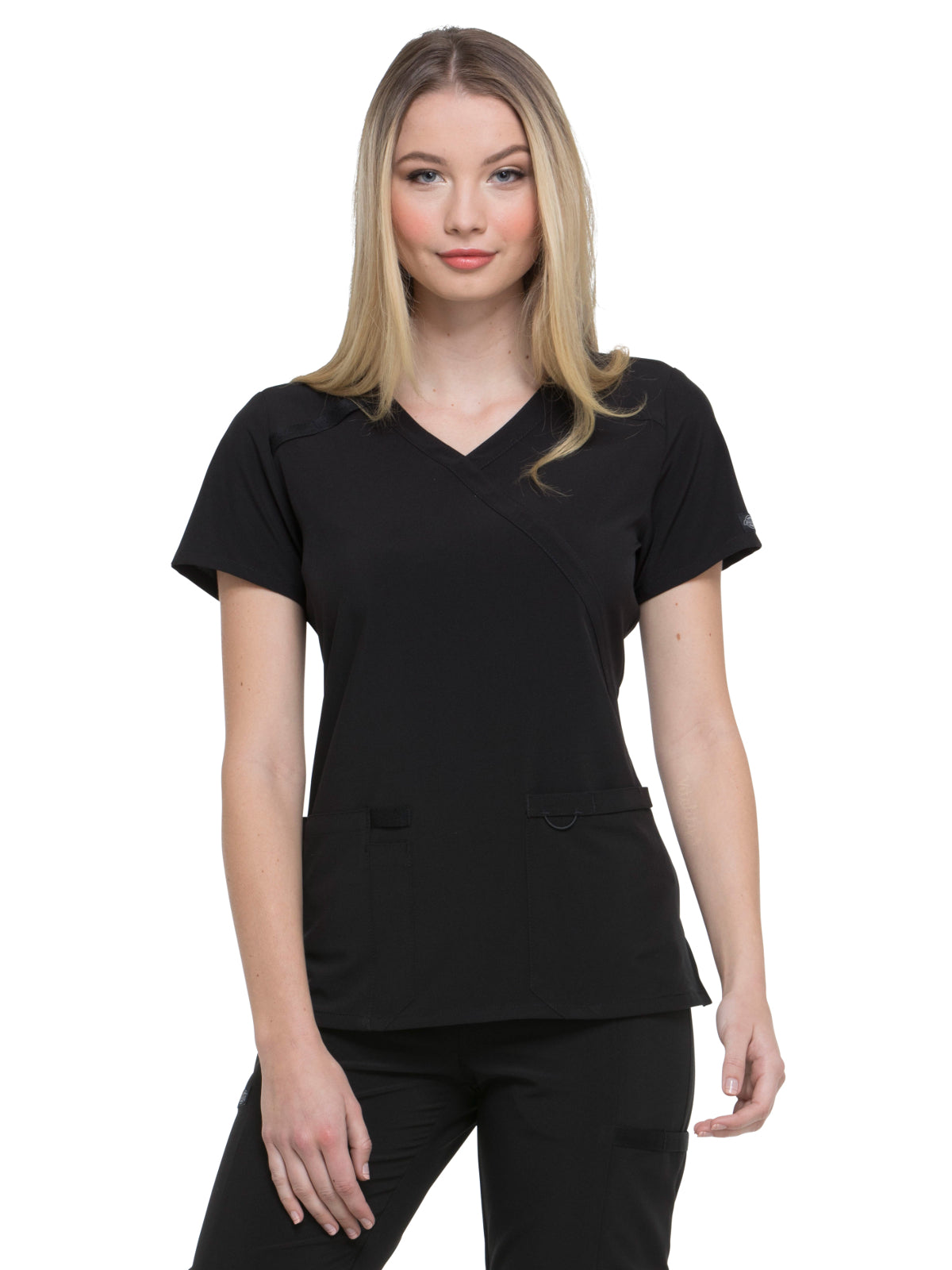 Women's 2-Pocket Contemporary Scrub Top - DK625 - Black