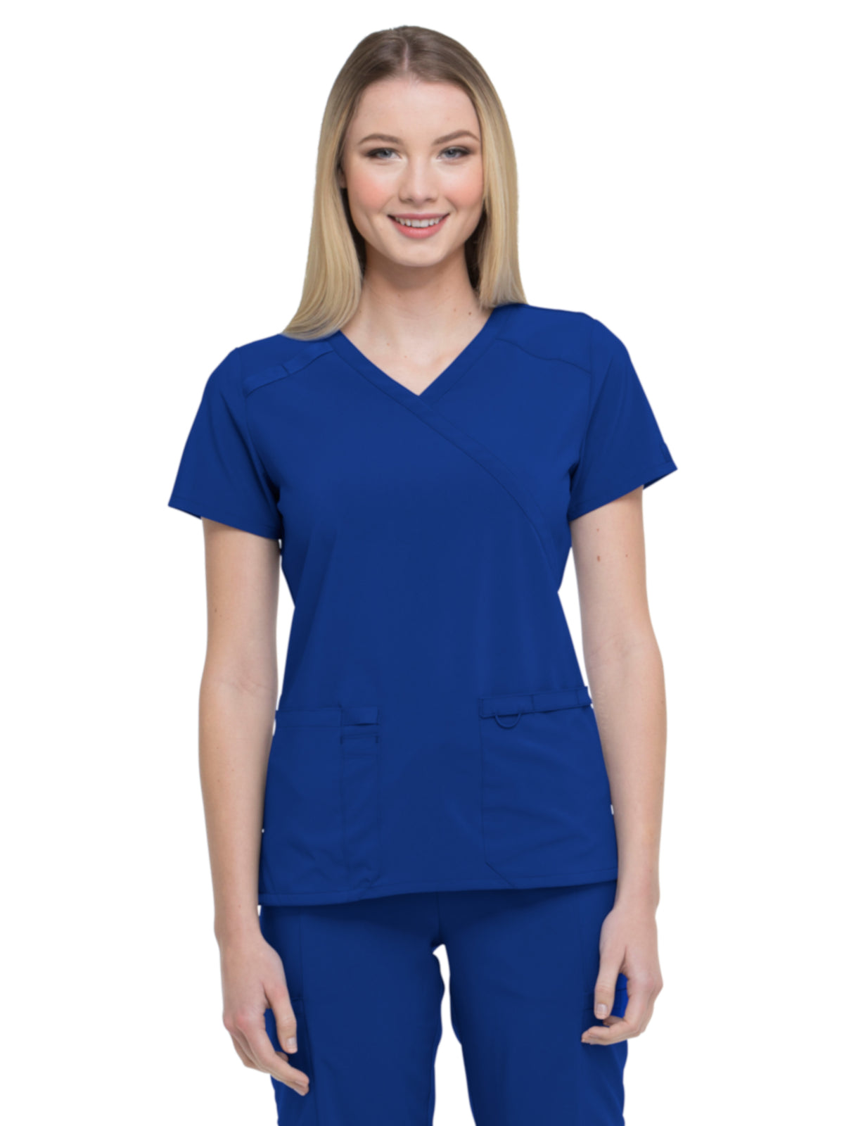 Women's 2-Pocket Contemporary Scrub Top - DK625 - Galaxy Blue