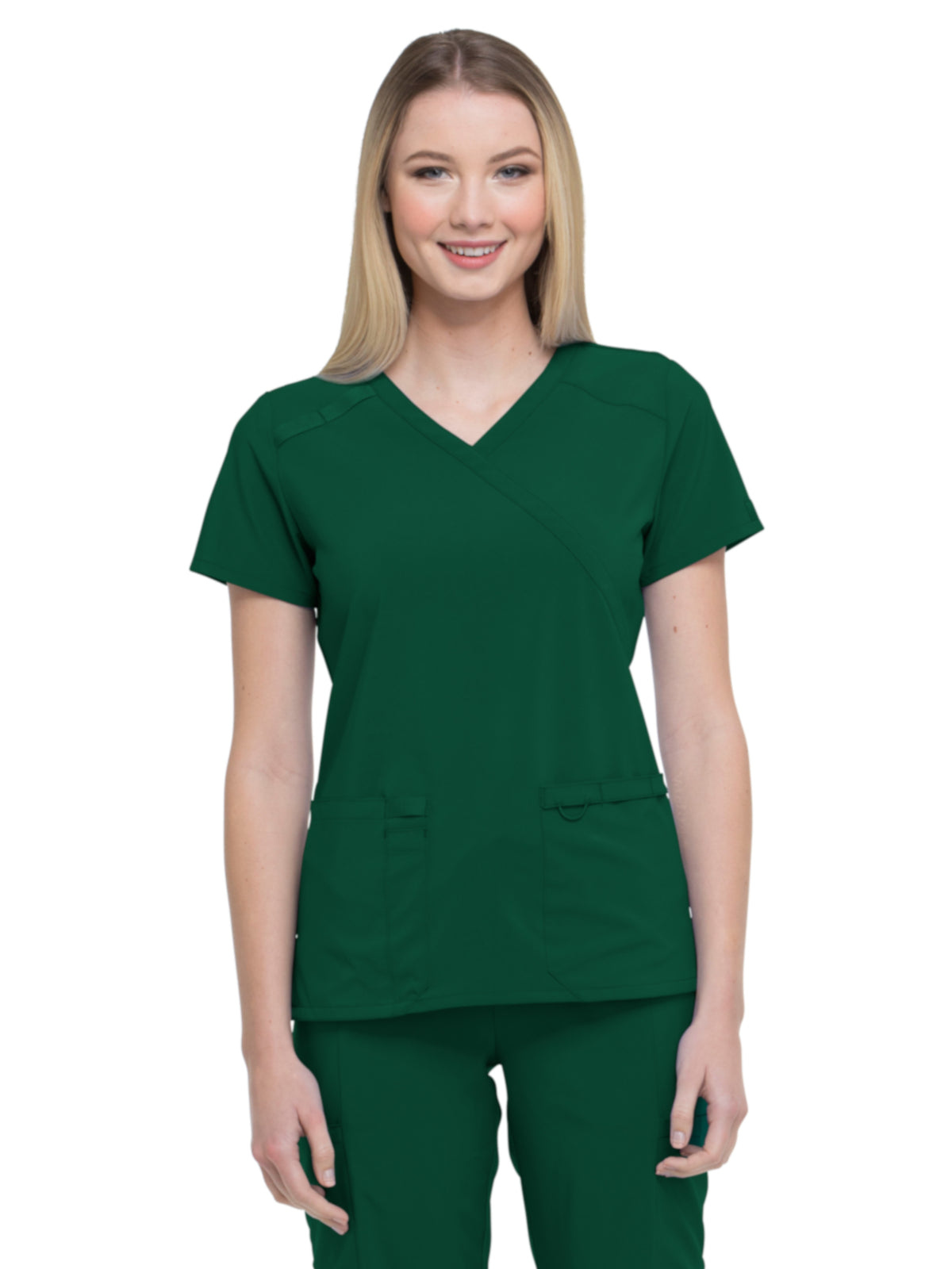 Women's 2-Pocket Contemporary Scrub Top - DK625 - Hunter Green