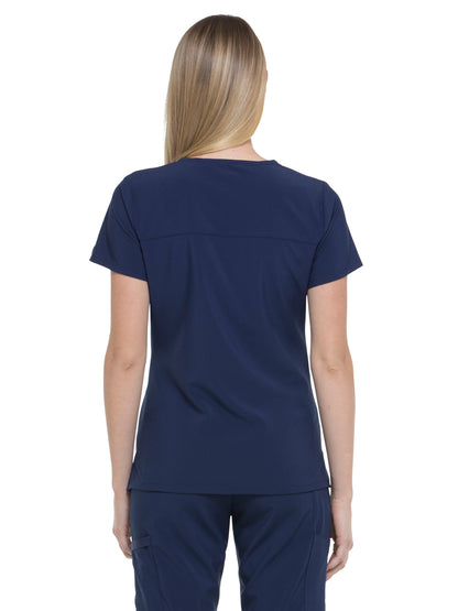 Women's 2-Pocket Contemporary Scrub Top - DK625 - Navy