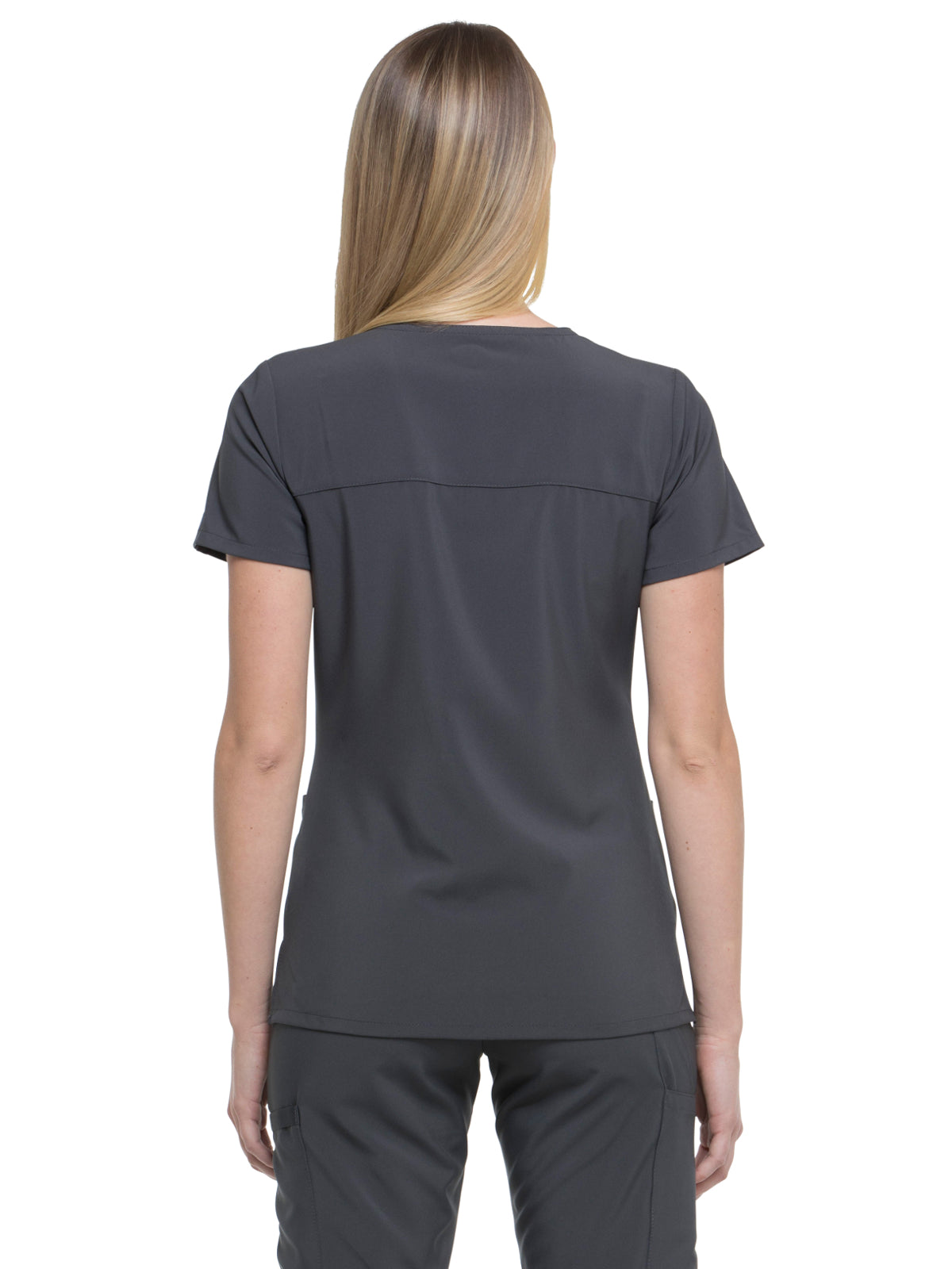 Women's 2-Pocket Contemporary Scrub Top - DK625 - Pewter