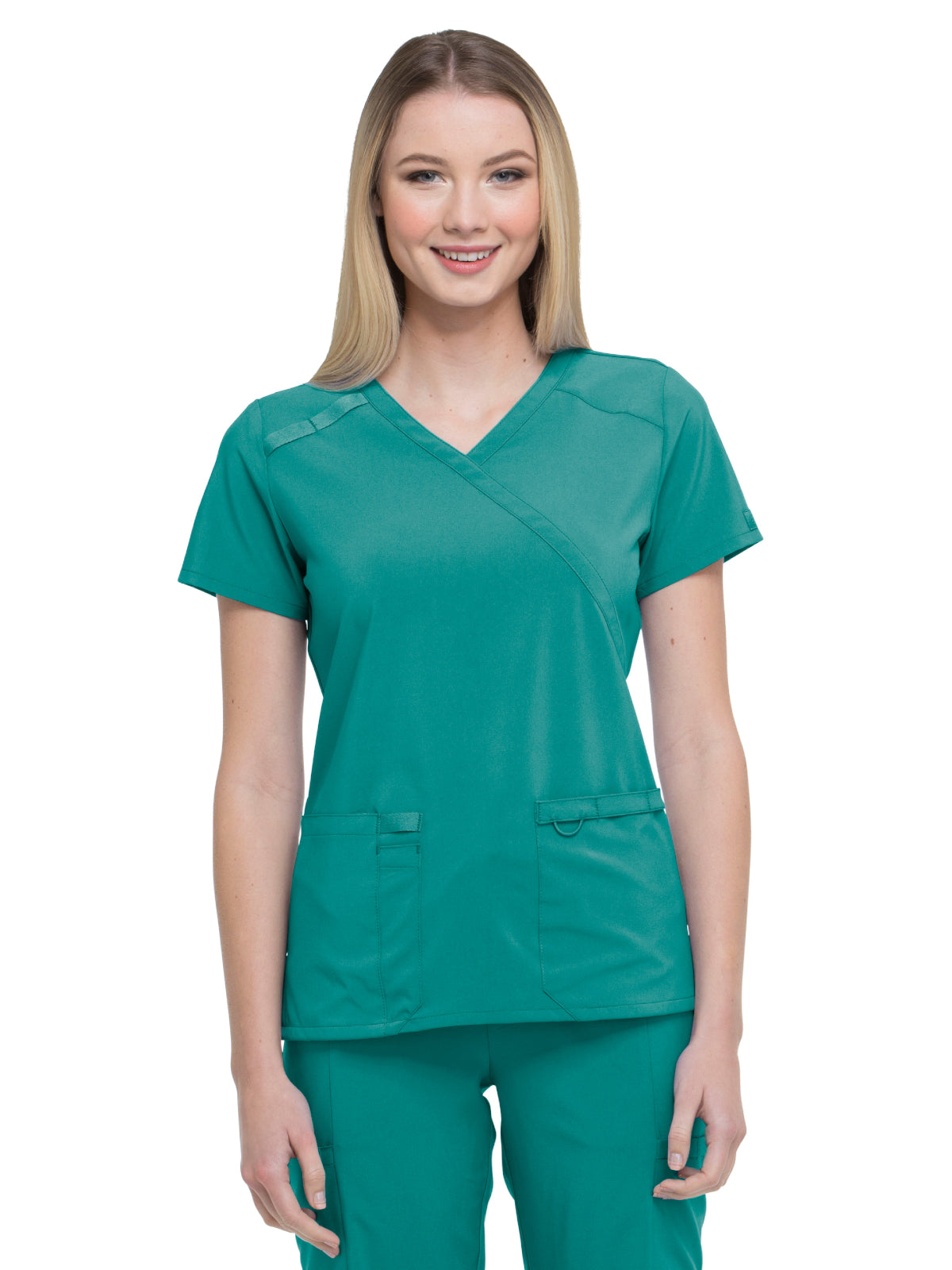 Women's 2-Pocket Contemporary Scrub Top - DK625 - Teal Blue